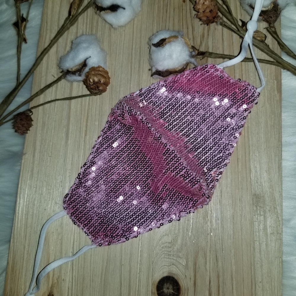 😷😷Beautiful Rose Gold Pink SequinedFace Mask😷😷 - Picture 4 of 7